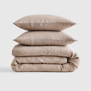 NWT QUINCE European Linen Duvet Cover Set King/Cal King Toffee 0307